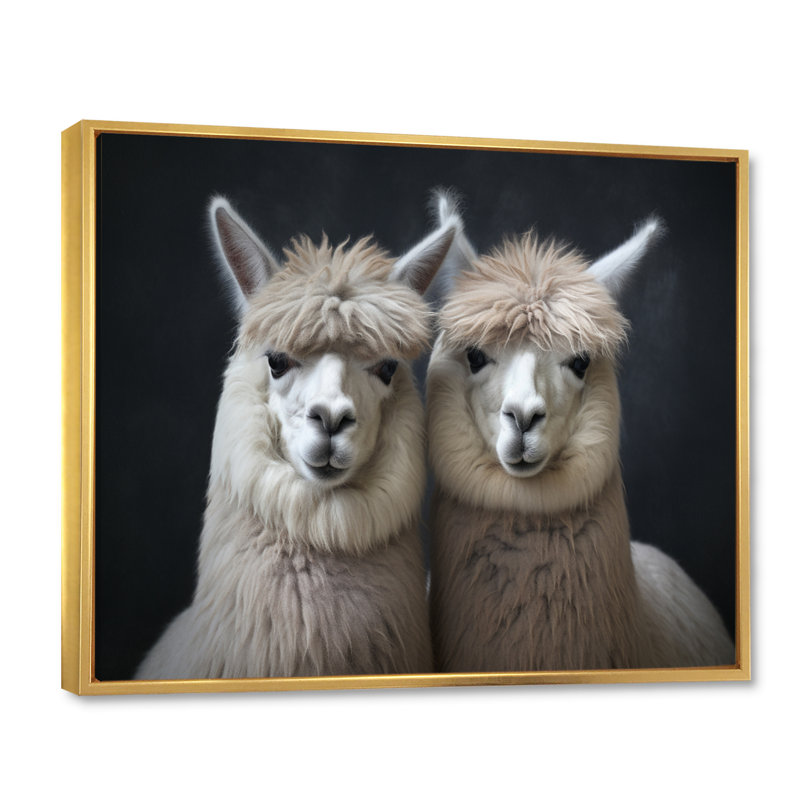 Deux Alcapas gracieux gardiens IV sur toile, H 34 po x l 44 po x P 1,5 po, Cadre flottant doré