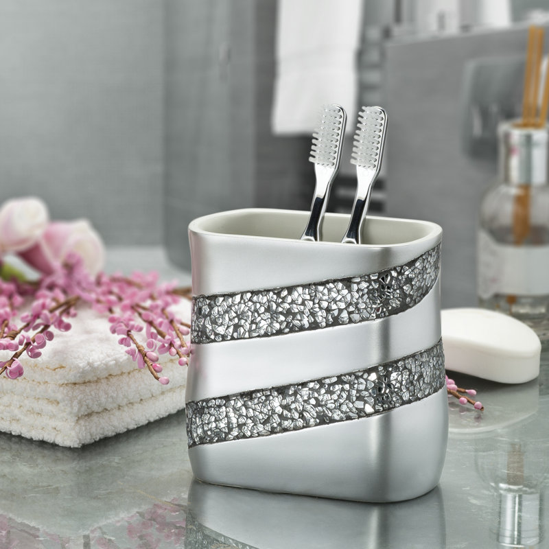 Silver Mosaic Toothbrush Holder