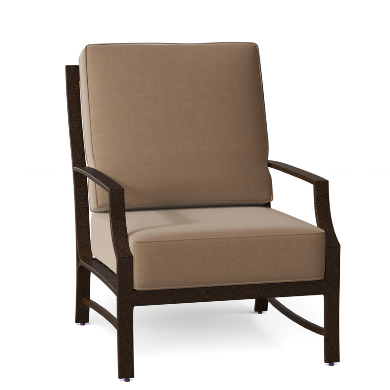 Seal Cove Aluminum Outdoor Lounge Chair, Canvas Heather Beige Sunbrella® Canvas, Chestnut Brown
