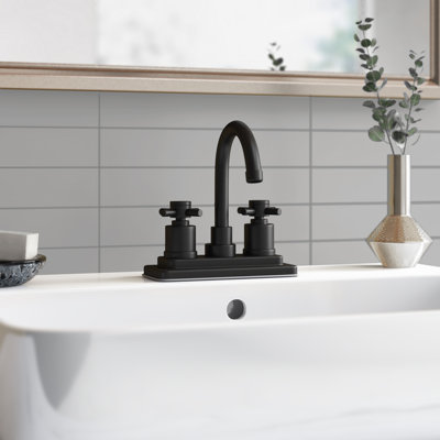 South Beach Double Cross Handle Centerset Bathroom Faucet with Drain Assembly
