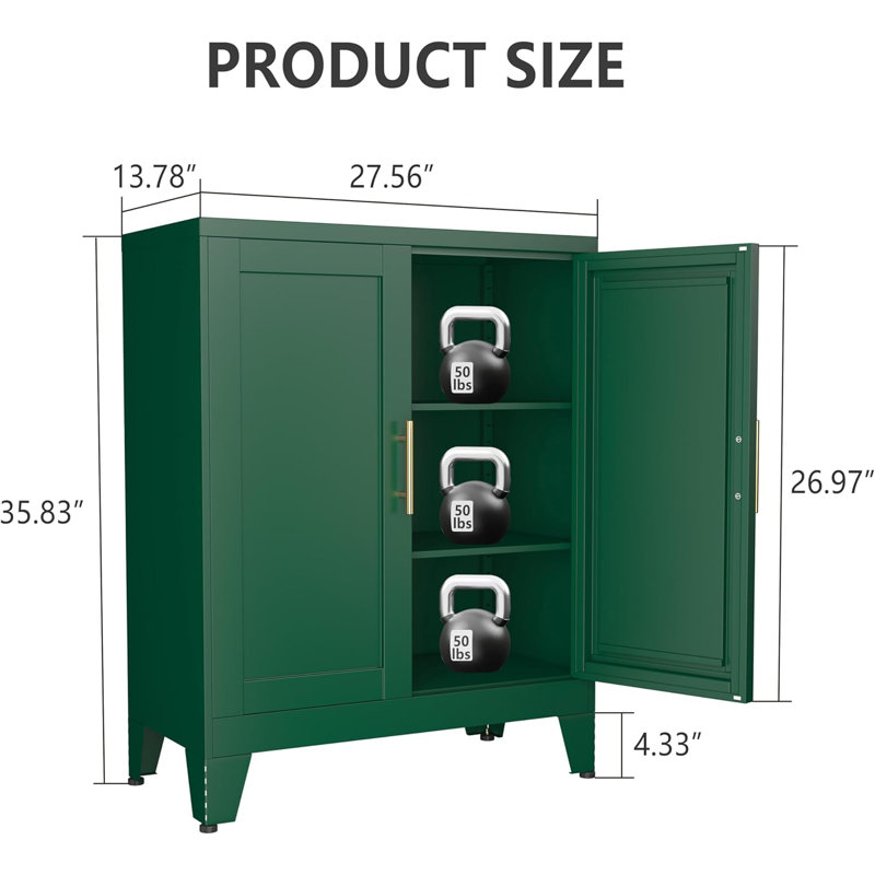 Petites armoires modernes en métal Ado Stoarge pour cuisine, salle de bain et bureau à domicile, Vert