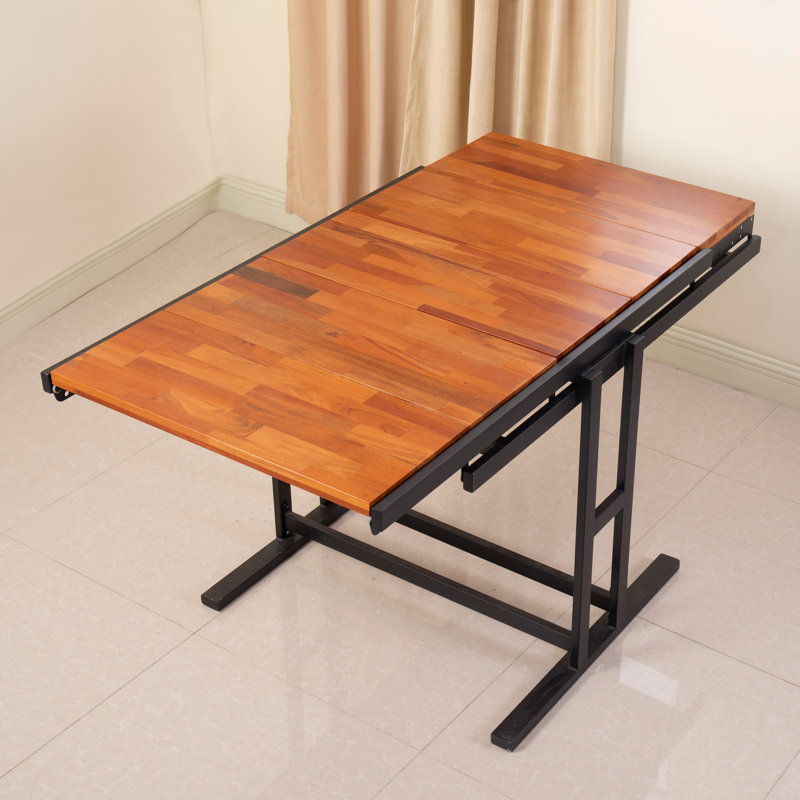 Table de salle à manger convertible multifonctionnelle en bois d'acajou massif, H 30,31 po x L 55,12 po x l 29,33 po, Brun