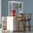Kitchen Island With Storage Space, Breakfast Bar With Folding Flip-Up Panel, Large Storage Cabinet Shelves And Drawers, Large Coffee Bar Table With Hooks