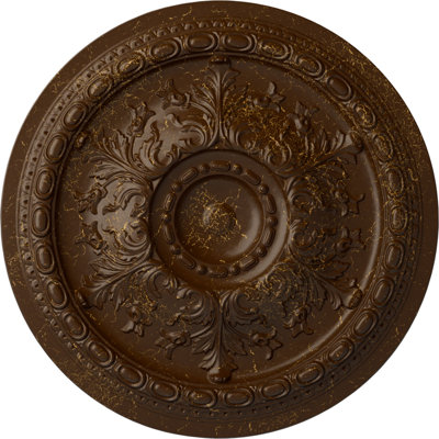 Médaillon de plafond Endurathane Dauphine, Diamètre extérieur de 33 7/8 po x P 1 3/8 po (convient aux auvents jusqu'à 13 1/4 po), fini cuivre peint à la main