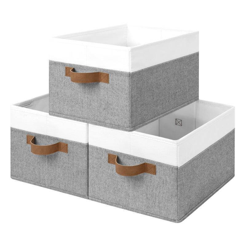 Foldable Fabric Storage Bins, Closet Organizer Bin Set, Shelf Baskets for Clothes, Toys, Linens, 14.5"L x 10.25"W x 8.25"H
