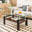 Table basse rectangulaire, plateau en verre trempé avec panneau de fibres à densité moyenne, table moderne pour le salon-1436583944-1436583943