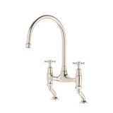 Georgian Era Bridge Kitchen Faucet with Curved Deck Unions