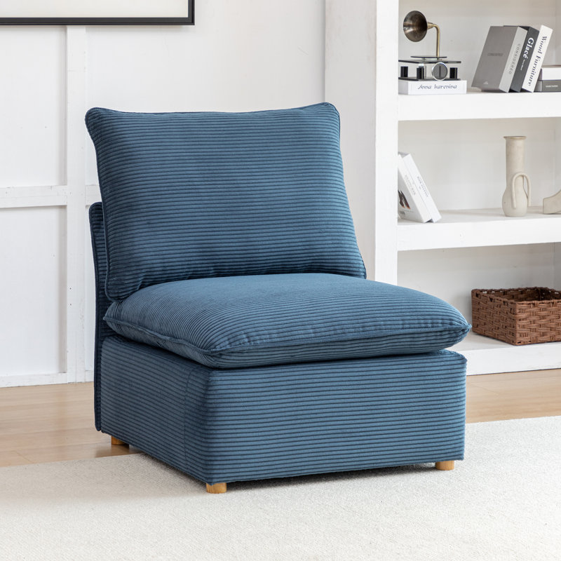 Hepworth Corduroy Side Chair With Cushions, Blue Corduroy