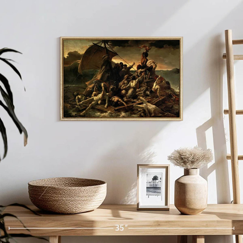 Le radeau de la méduse, Cadre flottant en bois naturel, 19 po x 13 po