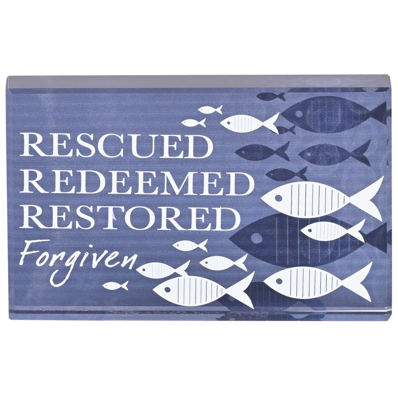 Tabletop Glass Plaque Fish Rescued Blue
