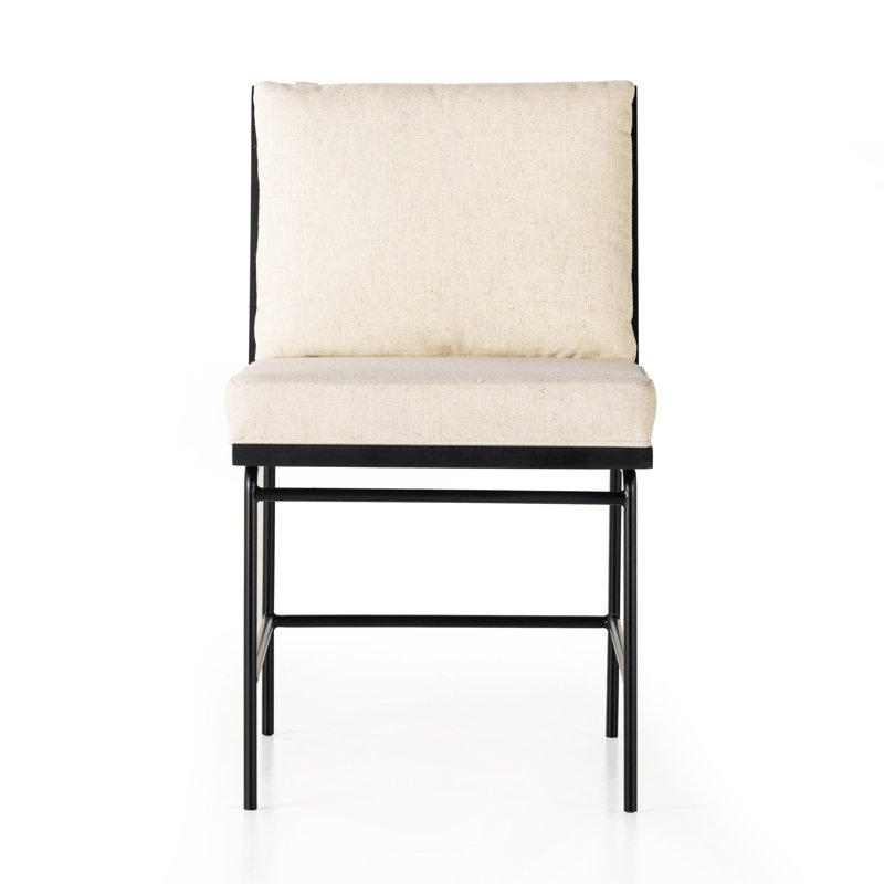 Crete Polyester Blend Upholstered Side Chair, Saville Flax/Brushed Ebony