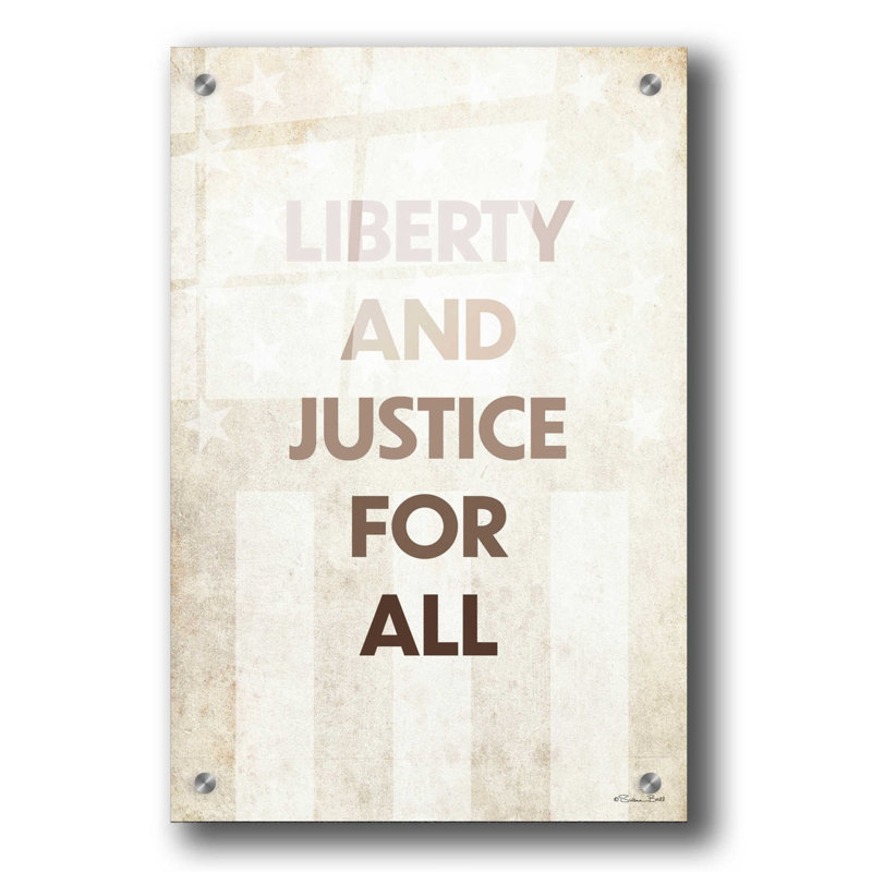 «Liberty and Justice For All» par Susan Ball, art mural en verre acrylique, 16 po x 24 po, H 36 po x l 24 po x P 0,2 po