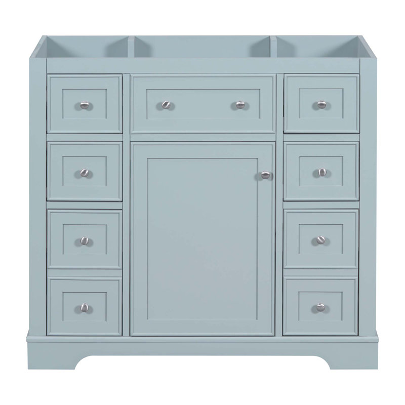 Meuble-lavabo 36 po sans lavabo, base d'armoire seulement, une armoire et six tiroirs, Vert