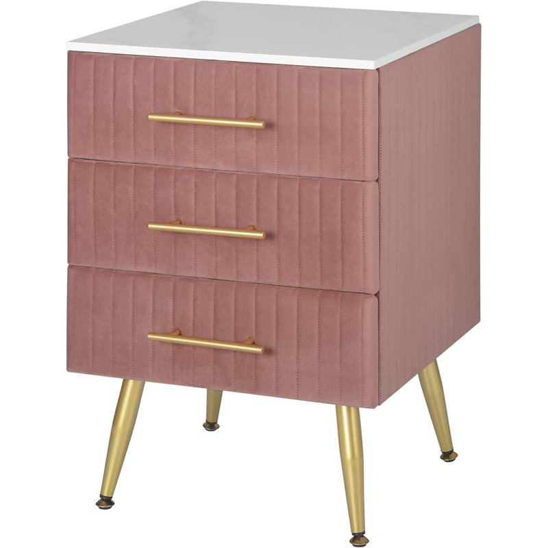 41cm W Bedside Table, Pink