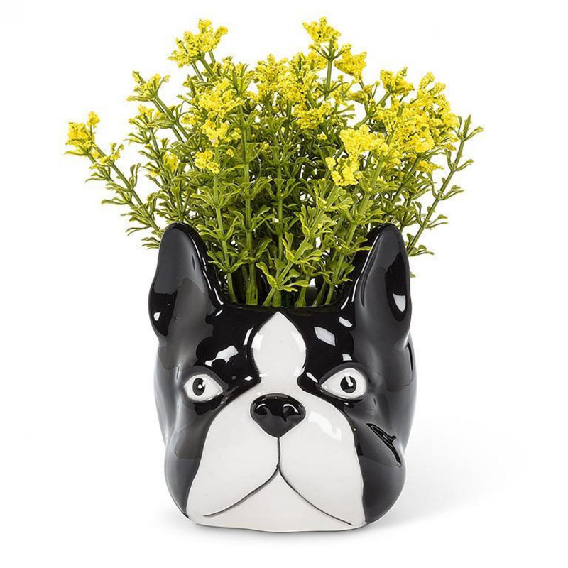 Pot à fleurs tête de chien