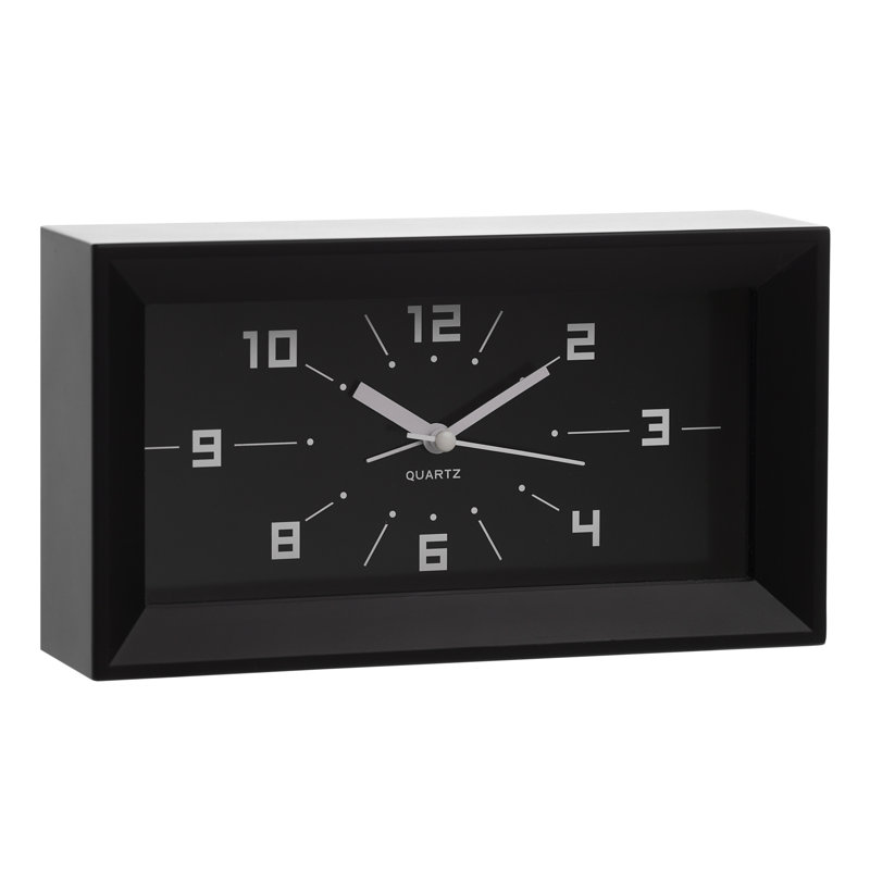 Analog Quartz Movement / Crystal Alarm Tabletop Clock, Black