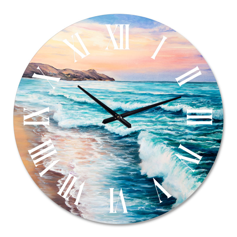 Horloge murale nautique et côtière Morning Light On The Ocean Waves III, Grand