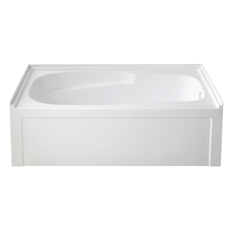 Kingston Brass Aqua Eden 60-Inch Acrylic Rectangular 3-Wall Alcove Tub with Armrests and Anti-Skid Surface, Right