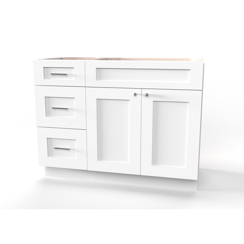 Disar 39'' White Single Bathroom Vanity with Drawer Left