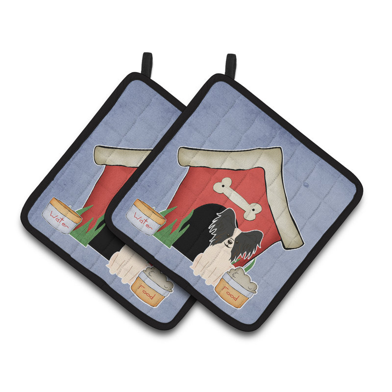 Caroline's Treasures Dog House Polyester Potholder, Black