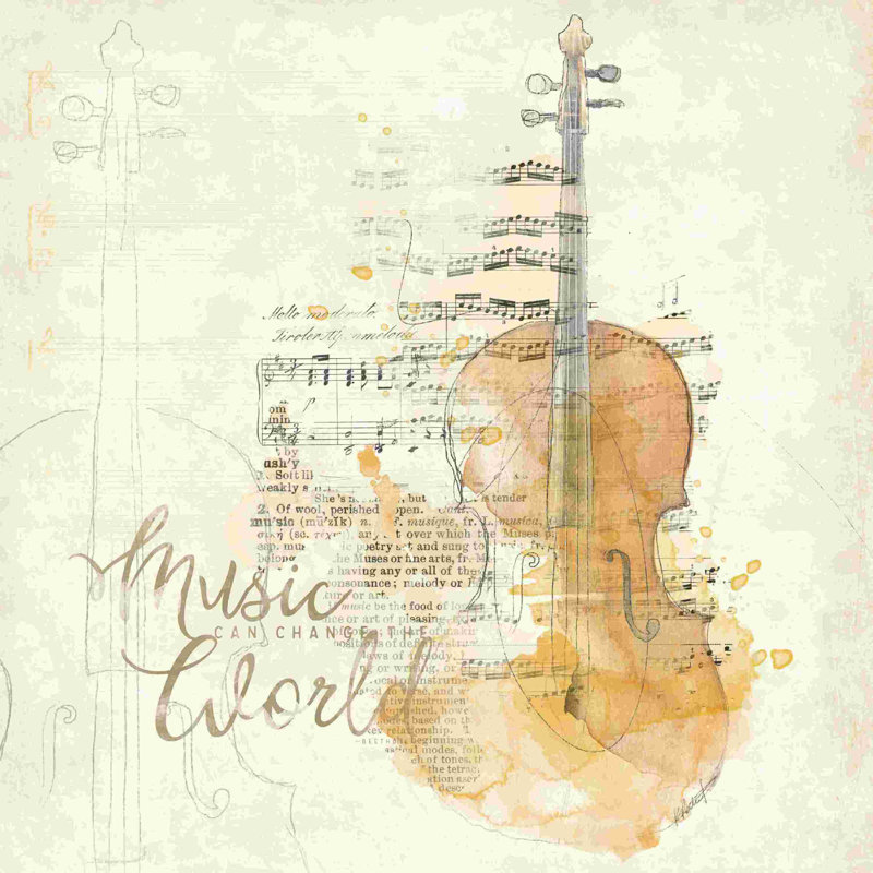 «Musical Gift I» par Katie pertiet - art textuel sur toile tendue, H 12 po x l 12 po, Toile tendue, Non