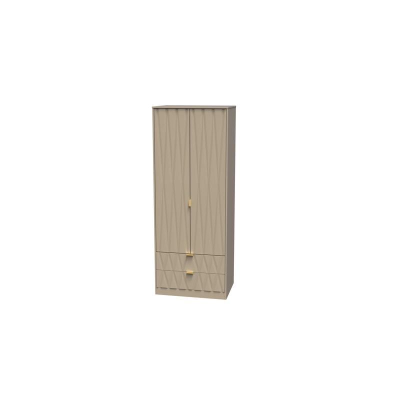 Fully Assembled Efka Diamond Wardrobe, Mushroom Matt Veneer