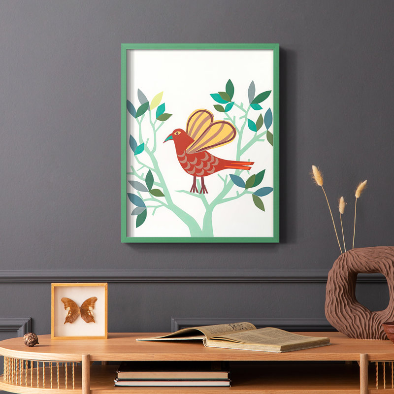 Whitty Bird I, reproduction encadrée - bois massif, Vert, H 10 po x l 8 po