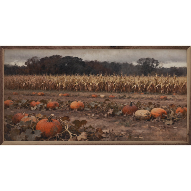 Pumpkin Patch With Corn Field, 18" H x 36" W