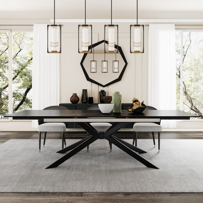 Cerinle 78.74'' to 110.24'' Extendable Rectangular Sintered Stone Dining Table for 8-10