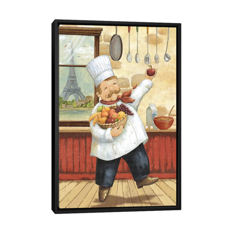 « happy chef i » par daphné brissonnet,, reproduction d’art sur toile, H 60 po x l 40po x P 1,5 po, Toile avec cadre noir
