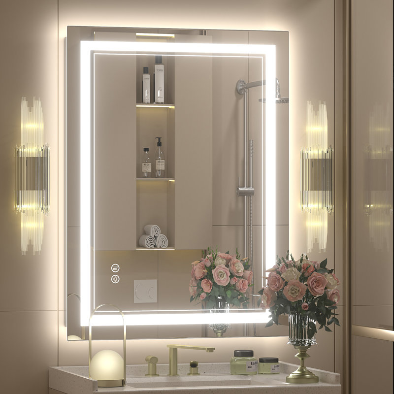  Wayfair Basics® UL Certified Front & Back LED Anti-Fog Tempered Glass Bathroom/Vanity Mirror , 32" x 24"