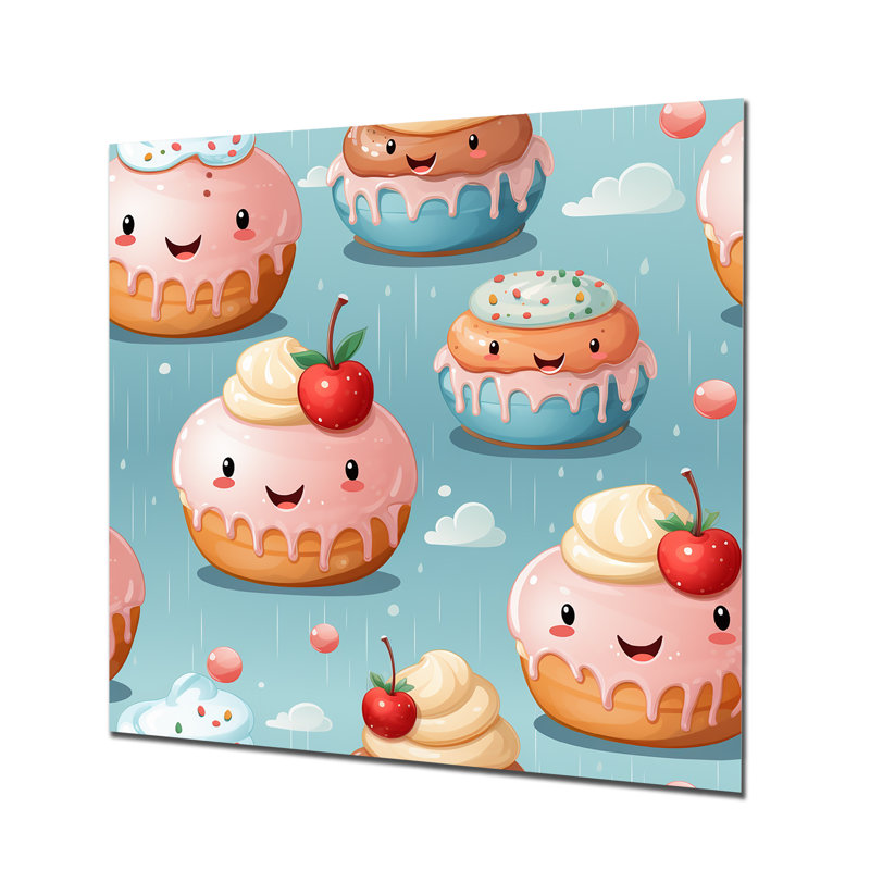 Art mural en métal rose et bleu Donut Kithchen, H 29 po x l 29 po x P 1,5 po
