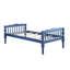Lit superposé simple bleu foncé - conception, configuration convertible, structure à lattes, échelles ascendantes avant droite, barrière de sécurité sécurisée, capacité de charge de 330 lb, système inclus, garde-corps, poids