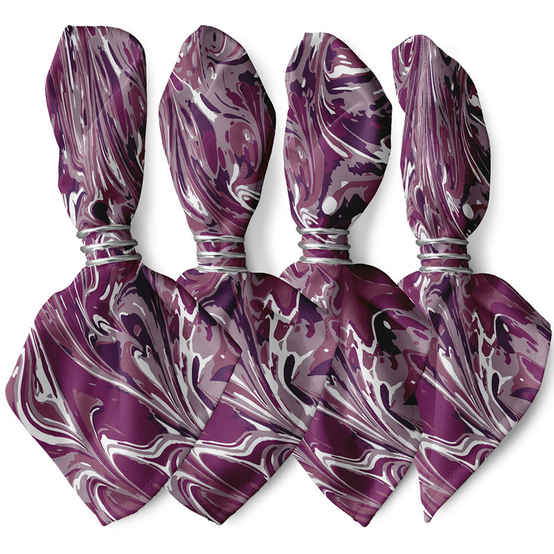 Ashonte Polyester Abstract Square Napkin, Purple