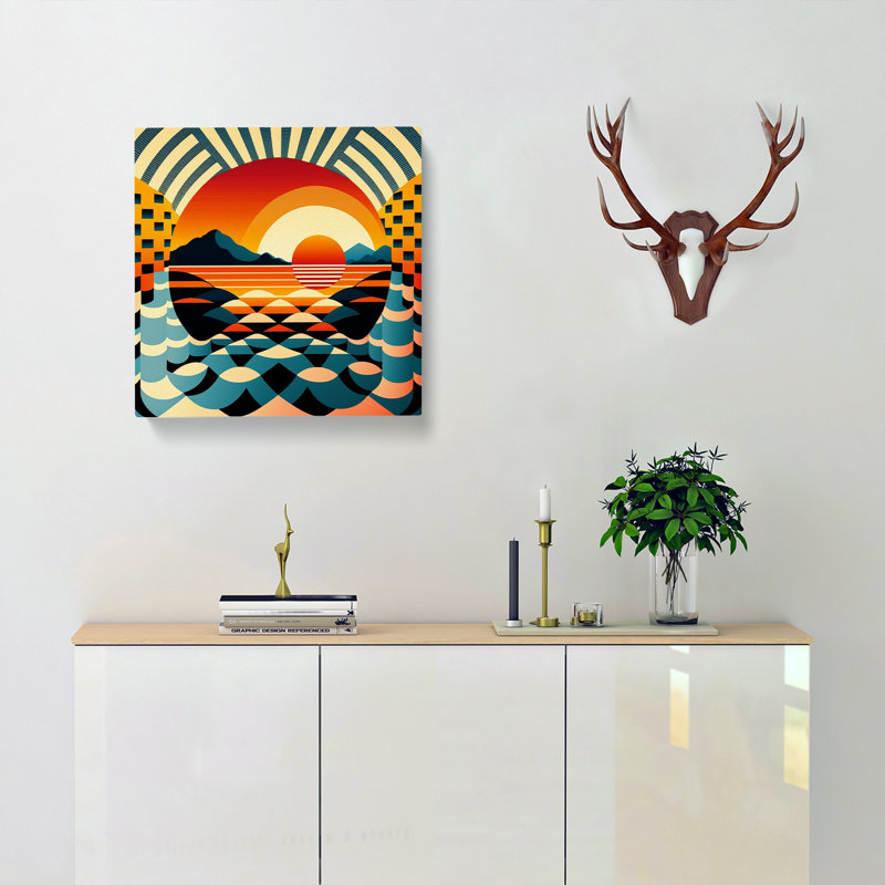 Japanese Sunset Op Art - Wrapped Canvas