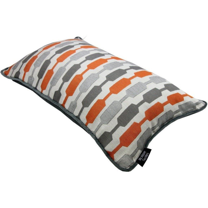Lizeth Geometric Rectangular Cushion Cover, 30 x 50cm, Orange/Grey