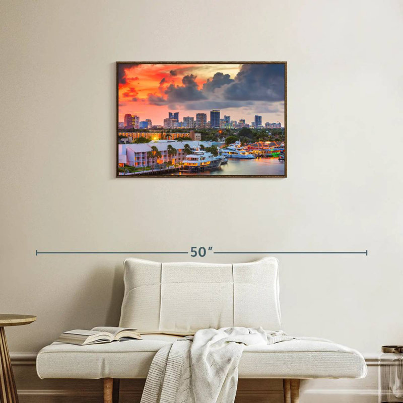 Fort Lauderdale en Floride, Cadre flottant noyer, 31 po x 21 po