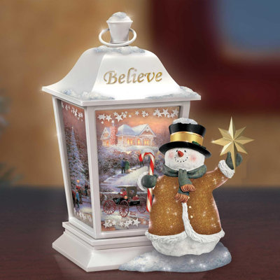 Thomas Kinkade “Lights of the Holidays” Snowman Believe Lantern