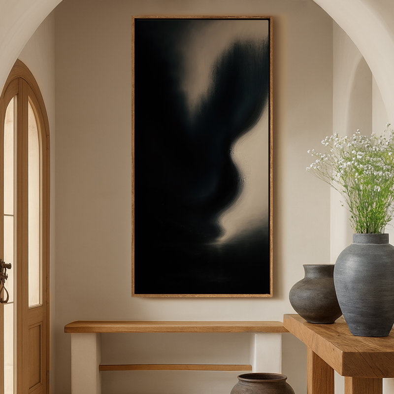 Très grand art mural rétro encadré pour art classique, H 60 po x l 30 po, Naturel