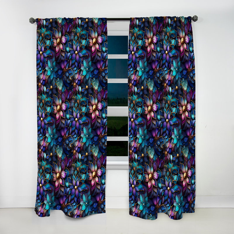 Motif marocain Boho II - rideau floral - rideau obscurcissant floral - 1 panneaux, L 52 po x L 84 po