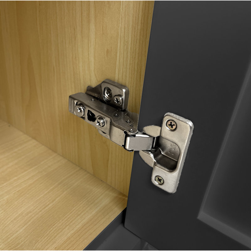 Armoire de salle de bain autoportante en bois massif l 48 po x P 36 po avec tiroir en queue d'aronde et porte à fermeture en douceur (assemblé)