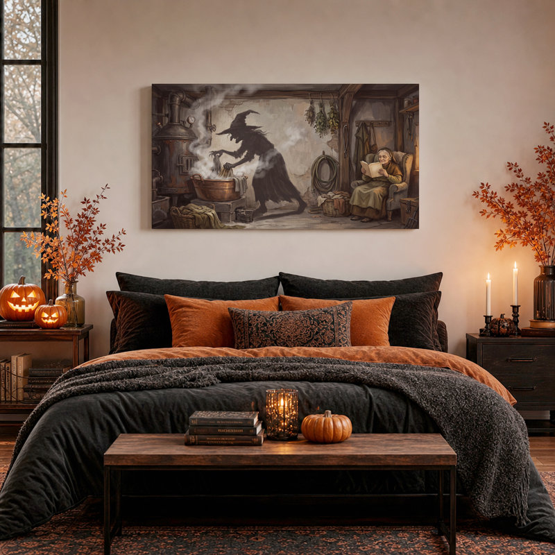 Art mural sur toile, sorcière et lecture Steampunk, L 58 po x H 28 po