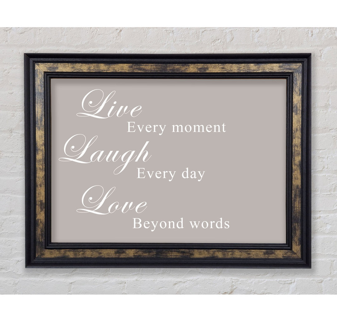 Gerahmtes Leinwandbild Love Quote Live Laugh Love White