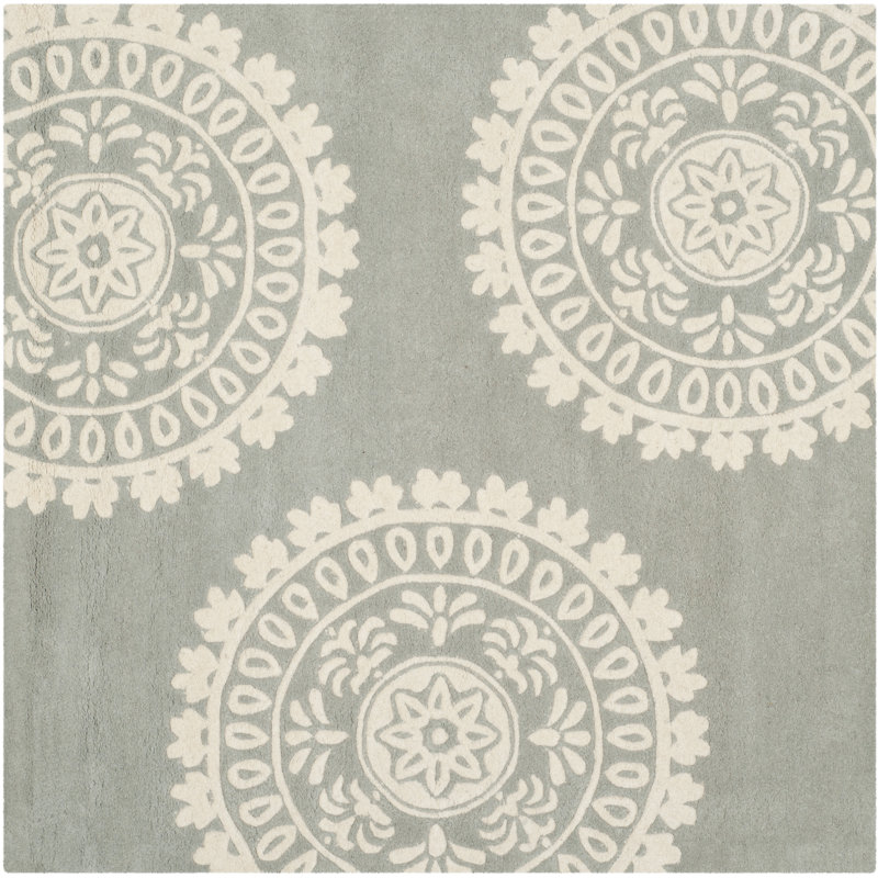 Rudra Hand Tufted Wool Oriental Rug, Square 5'