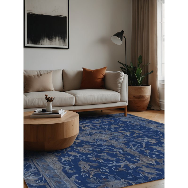 Machine Washable Blue Area Rug, Square 8'