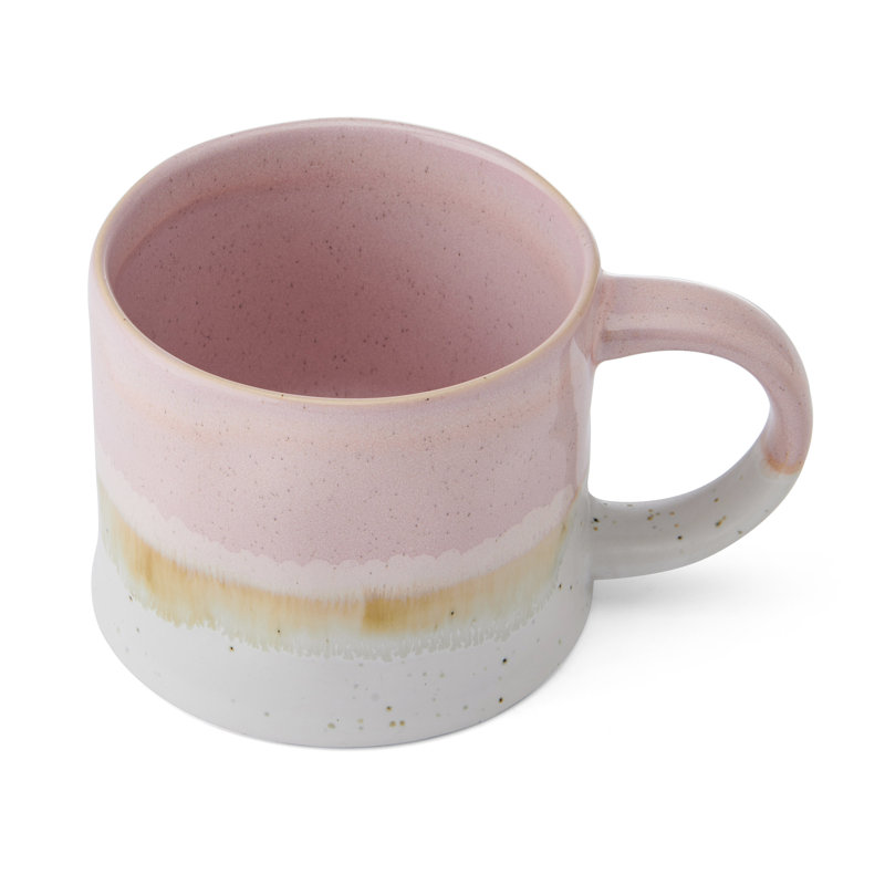 Mikasa Reactive Glaze Stoneware Mug Set, Set of 4 Durable Stoneware Cups, 450ml, Pink