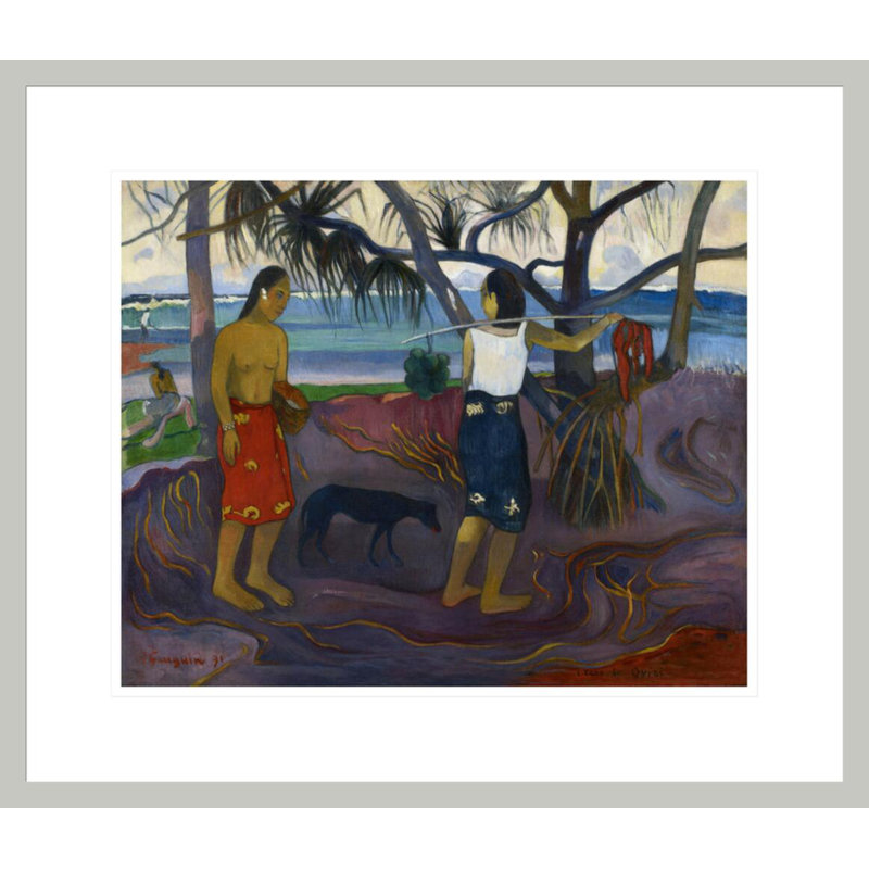 «I Raro Te Oviri (Under the Pandanus)» par Paul Gauguin, impression giclée encadrée, H 17,75 po x l 20,6 po