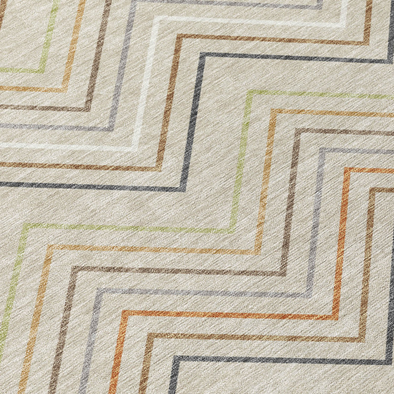 Machine Washable Indoor/Outdoor Keim ACN2392 Stripes Rug, Rectangle 3' x 5'