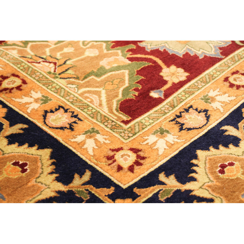 Tapis persan rouge / bleu marine / brun en laine noué à la main 18 de 20 Pako, Rectangle 9 pi 2 po x 12 pi