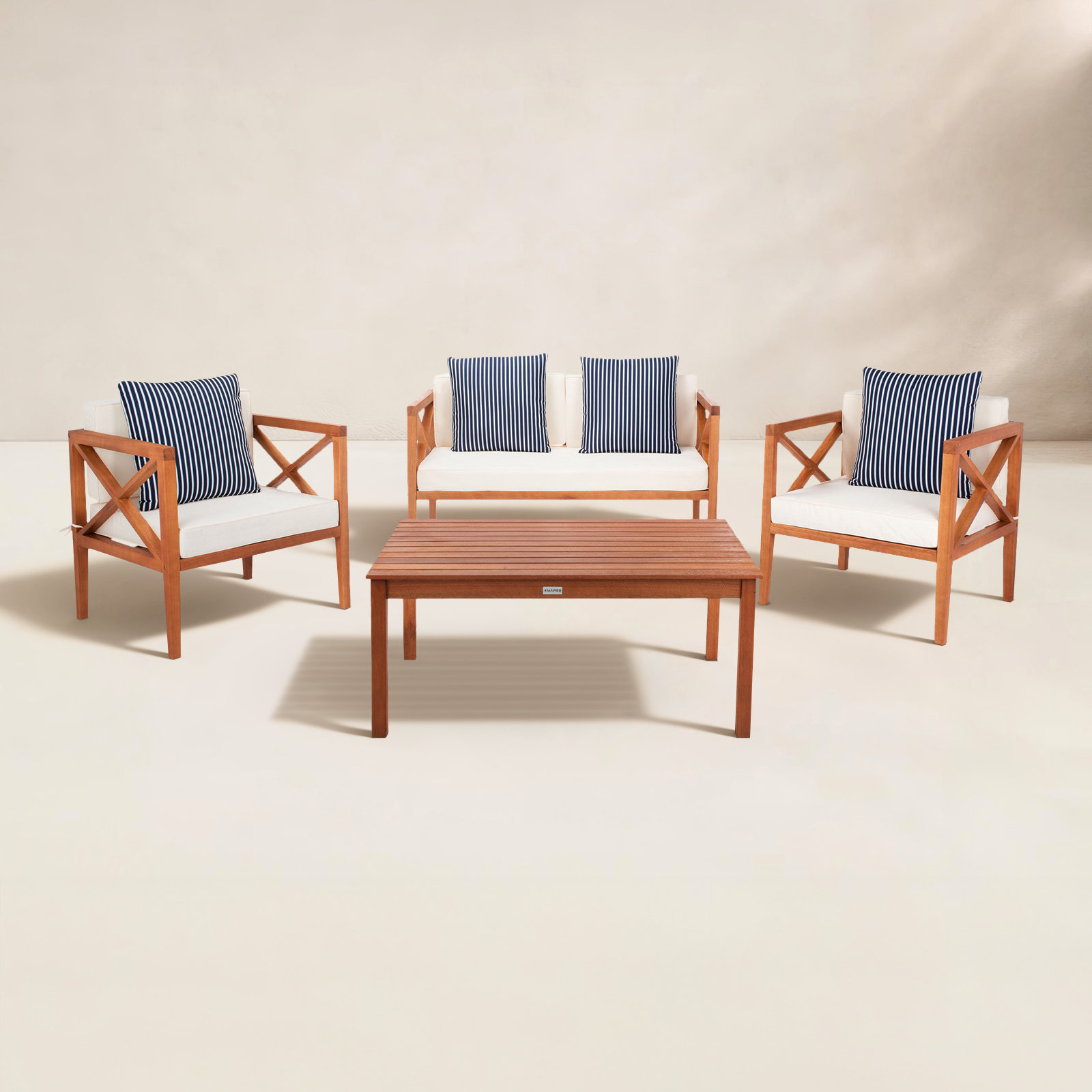 Mondovi Eucalyptus 4 - Person Patio Conversation Set with Cushions, Natural